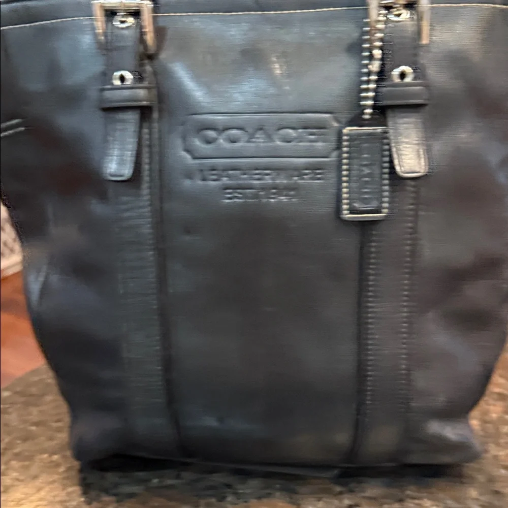 Vintage Small Black Hamptons Leatherware Tote